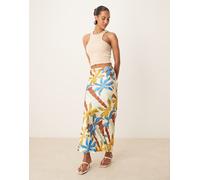 Never Fully Dressed - Dorris - Gonna lunga con stampa di palme blu in coordinato 1O