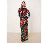 Never Fully Dressed - Dorris - Gonna lunga in raso con stampa astratta in coordinato-Multicolore 54