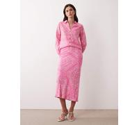Never Fully Dressed - Dorris - Gonna lunga in raso rosa con stampa cachemire in coordinato 46