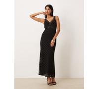 Never Fully Dressed - Gianna - Vestito con gonna al polpaccio in rete nero a pois con finiture in pizzo 46