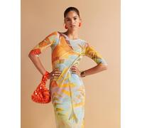 Never Fully Dressed - Gonna in tessuto a rete blu con gonna al polpaccio 40