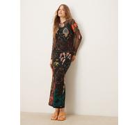 Never Fully Dressed - Gonna lunga in tessuto a rete con motivo multicolore in coordinato 42