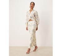 Never Fully Dressed - Gonna lunga stile sottoveste in raso con stampa di limoni e ostriche in coordinato-Bianco 48