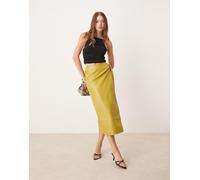 Never Fully Dressed - Gonna midi a portafoglio in similpelle PU color oliva-Verde 38