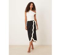Never Fully Dressed - Gonna midi nera smerlata con bordi a contrasto-Nero 40
