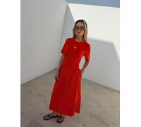 Never Fully Dressed - Grace - Vestito lungo in cotone rosso con vita scesa 38