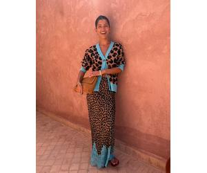 Never Fully Dressed - Hannah - Cardigan in maglia con scollo a V e bottoni con stampa leopardata-Multi S