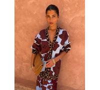Never Fully Dressed - Kirsty - Cardigan lungo con scollo a V e bottoni con stampa leopardata-Multi XXL