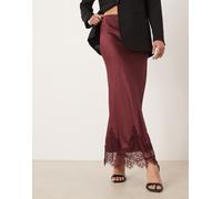 Never Fully Dressed - Maeva - Gonna al polpaccio color vinaccia con finiture in pizzo-Rosso 54