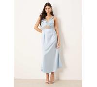 Never Fully Dressed - Mimi - Vestito sottoveste con gonna al polpaccio azzurro con cut-out in pizzo-Blu 46