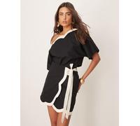 Never Fully Dressed - Minigonna nera con dettagli a contrasto in coordinato-Nero 38
