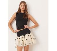 Never Fully Dressed - Minigonna nera e color panna con vita scesa e fiocchi a contrasto-Nero 40