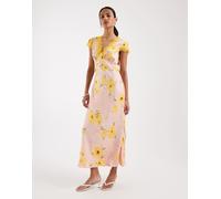 Never Fully Dressed - Olivia - Vestito lungo con scollo a V giallo a pois con papaveri 40