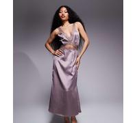 Never Fully Dressed Petite - Vestito sottoveste lungo color visone con cut-out in pizzo-Multicolore 46