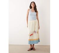 Never Fully Dressed - Talia - Gonna color crema con stampa celestiale-Bianco 44