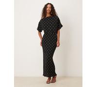 Never Fully Dressed - Tilly - Vestito plissé al polpaccio nero e oro con spalle scoperte XS