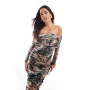 Never Fully Dressed - Vestito al polpaccio in rete con stampa di cherubini e spalle scoperte-Multicolore 1O