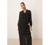 Never Fully Dressed - Vestito camicia taglio lungo nero all'uncinetto 38