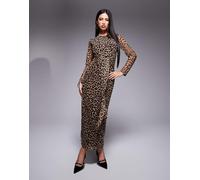 Never Fully Dressed - Vestito con gonna al polpaccio in rete leopardata con laccio sul davanti-Multicolore 1O