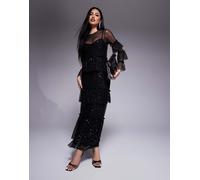 Never Fully Dressed - Vestito in rete nero con stampa di stelle e gonna al polpaccio 44