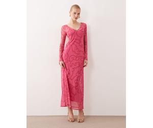 Never Fully Dressed - Vestito lungo in rete rosa con scollo a V 40