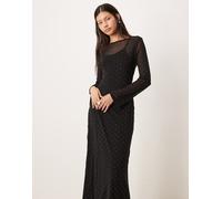 Never Fully Dressed - Vestito nero a maniche lunghe decorato con dettagli applicati a caldo e gonna al polpaccio 48