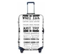 Never Give Up - Copertura per valigia, per trolley, elastica, lavabile, antigraffio, adatta a 45,7-81,7 cm, bianco, S