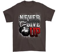 Never Give Up Gym Training Top Bodybuilding Uomo T-Shirt 100% Cotone