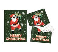 Never Gonna Give you Up Biglietti di Natale - Confezione da 2 biglietti di Natale E'ndless con glitter, Babbo Natale benedizione scherzo che canta non stop, divertente Babbo Natale che parla mai ti