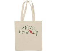 Never Grow Up Feather - Borsa tote in cotone naturale, colore: Bianco