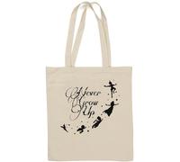 Never Grow Up Flying - Borsa tote in cotone naturale, colore: Bianco