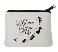 Never Grow Up Flying - Portamonete in neoprene, 10 x 11 cm, colore: Bianco