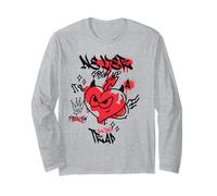 Never Grow Up It's a Trap (Funny Heart Graffiti Graphics) Maglia a Manica