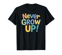 Never Grow Up Retro Pastello Tipografia Bambini Giocoso Carino Maglietta