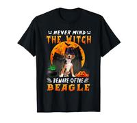 Never Mind The Witch Beware of Beagle Dog Halloween Maglietta