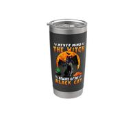 Never Mind The Witch Beware Of Black Cat Halloween Bicchiere termico in acciaio inox doppia parete
