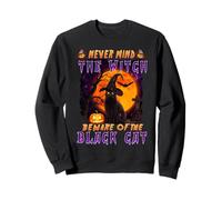 Never Mind The Witch Beware of Black Cat Halloween Felpa