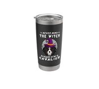 Never Mind The Witch Beware Of Cavalier Dog Halloween Bicchiere termico in acciaio inox doppia parete