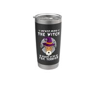 Never Mind The Witch Beware Of Fox Terrier Dog Halloween Bicchiere termico in acciaio inox doppia parete