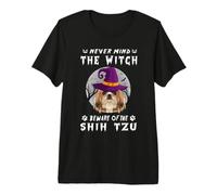 Never Mind The Witch Beware of Shih Tzu Dog Halloween Maglietta Premium