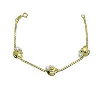 Never say Never Bellissimo braccialetto speciale comunione in oro giallo 18k con 3 zirconi e 3 perle coltivate da 4.00mm.