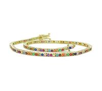 Never Say Never Bellissimo e originale bracciale tipo riviere in oro giallo 18 carati con 130 zirconi colorati. 19,00 cm di lunghezza, 2 mm di larghezza e 2,00 mm di altezza., Zirconi colorati