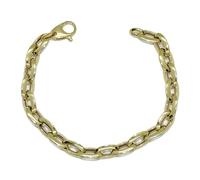 Never Say Never Bracciale da donna alla moda in oro giallo 18 carati con maglie forzate rotonde larghe 8,00 mm. Lunghezza: 19,50 cm. Peso; 6,20 g di oro 18 carati., Oro, Non applicabile.