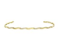 Never Say Never Bracciale da donna in oro giallo 18k con onde semi-rigide e 64 zirconi. 5,05 g di oro 18 carati., 100% oro 18k, Zirconi