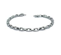 Never Say Never Bracciale da uomo e da donna in oro bianco 18k con catena a barbata piatta glitter. Peso 3,80 g di oro 18 carati, cm, Oro, Nessuna pietra preziosa