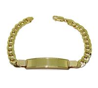 Never say Never - Bracciale da uomo in oro giallo da 18 carati, con piastrina da 1 cm di larghezza e 20 cm di lunghezza, Personalizzabile, Chiusura a moschettone, 14.10 g, in oro 18 k