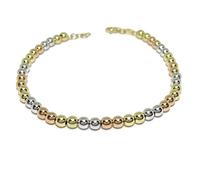 Never Say Never - Bracciale formato da sfere in oro giallo, bianco e rosa da 18 k da 4 mm 19,5 cm Chiusura a moschettone