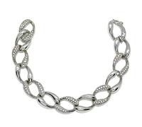 Never Say Never Bracciale in oro bianco 18k con maglie larghe 2,00 cm x 1,40 cm di altezza e zirconi. Peso; 29,25 gr di oro 18 carati, 100% oro 18k, Zirconi