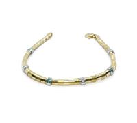 Never Say Never Bracciale in oro giallo e bianco 18 carati con diamanti e smeraldi - 18,50 cm - 12,30 g - 5 mm - Chiusura a moschettone