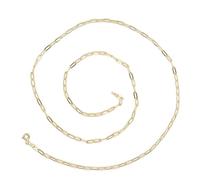 Never Say Never Catena forzata alla moda da uomo e da donna in oro giallo 18k con maglie forzate larghe 3,00 mm. 60,00 cm di lunghezza. Peso: 2,95 g di oro 18 k. Collegamenti 6X3., cm, Oro, Non